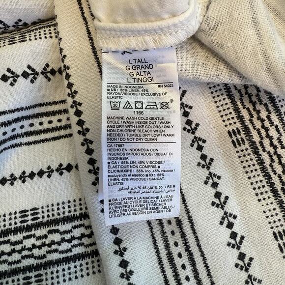 Old Navy Linen Cami Jumpsuit Womens Size L Tall White Stripe Smocked Beachy - Picture 6 of 9